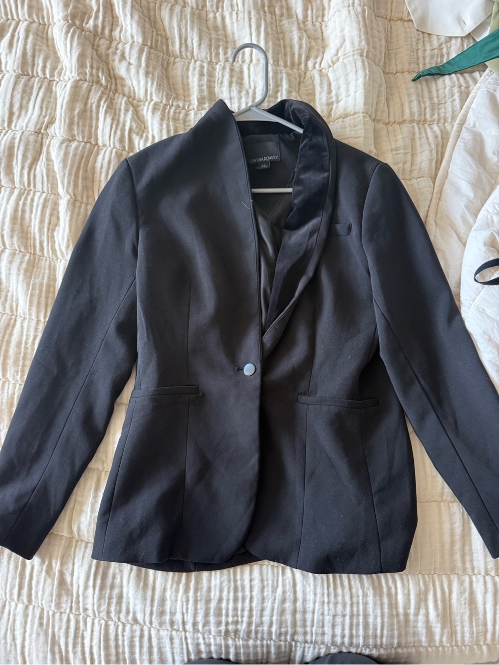 Cynthia Rowley Black Single-Button Tailored Blazer